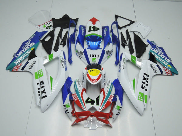 Suzuki GSXR1000 (2009-2016) White, Blue, Green & Red Fixi #41 Fairings