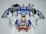 White, Blue, Green and Red Fixi #41 Fairing Kit for a 2009, 2010, 2011, 2012, 2013, 2014, 2015 & 2016 Suzuki GSX-R1000 motorcycle