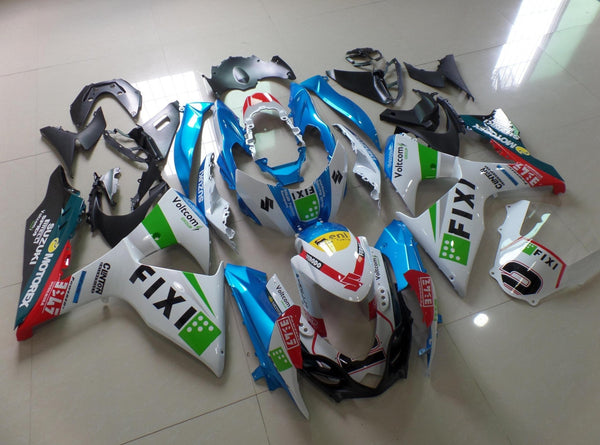 Suzuki GSXR1000 (2009-2016) White, Blue, Green & Red Fixi #2 Fairings