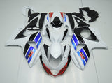 White, Black, Blue and Red Fairing Kit for a 2009, 2010, 2011, 2012, 2013, 2014, 2015 & 2016 Suzuki GSX-R1000 motorcycle