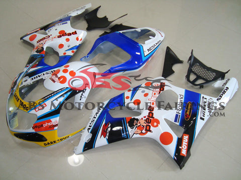 Suzuki GSXR1000 (2000-2002) White, Blue & Red Pepe Phone Fairings