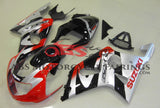 Red, Silver and Black Fairing Kit for a 2000, 2001 & 2002 Suzuki GSX-R1000 motorcycle