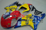 Red, Yellow and Blue Corona Race Fairing Kit for a 2000, 2001 & 2002 Suzuki GSX-R1000 motorcycle.