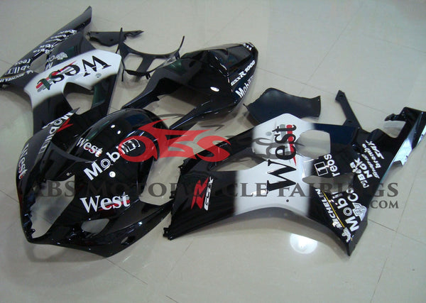 Black and White West Fairing Kit for a 2003 & 2004 Suzuki GSX-R1000 motorcycle.