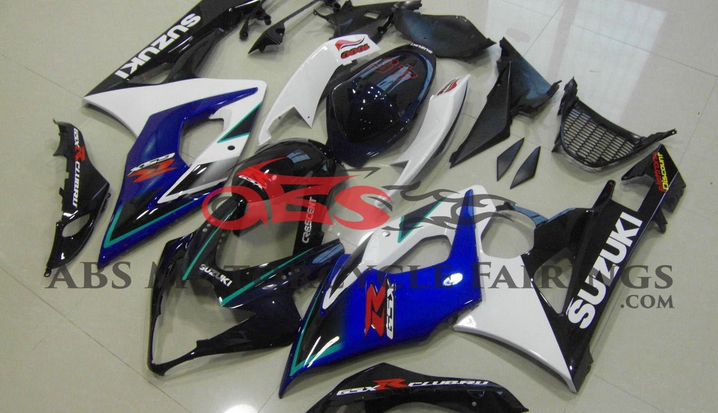 Blue, White and Black Fairing Kit for a 2005 & 2006 Suzuki GSX-R1000 motorcycle