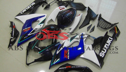 Blue, White and Black Fairing Kit for a 2005 & 2006 Suzuki GSX-R1000 motorcycle