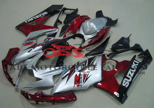 Silver and Candy Apple Red Fairing Kit for a 2005 & 2006 Suzuki GSX-R1000 motorcycle