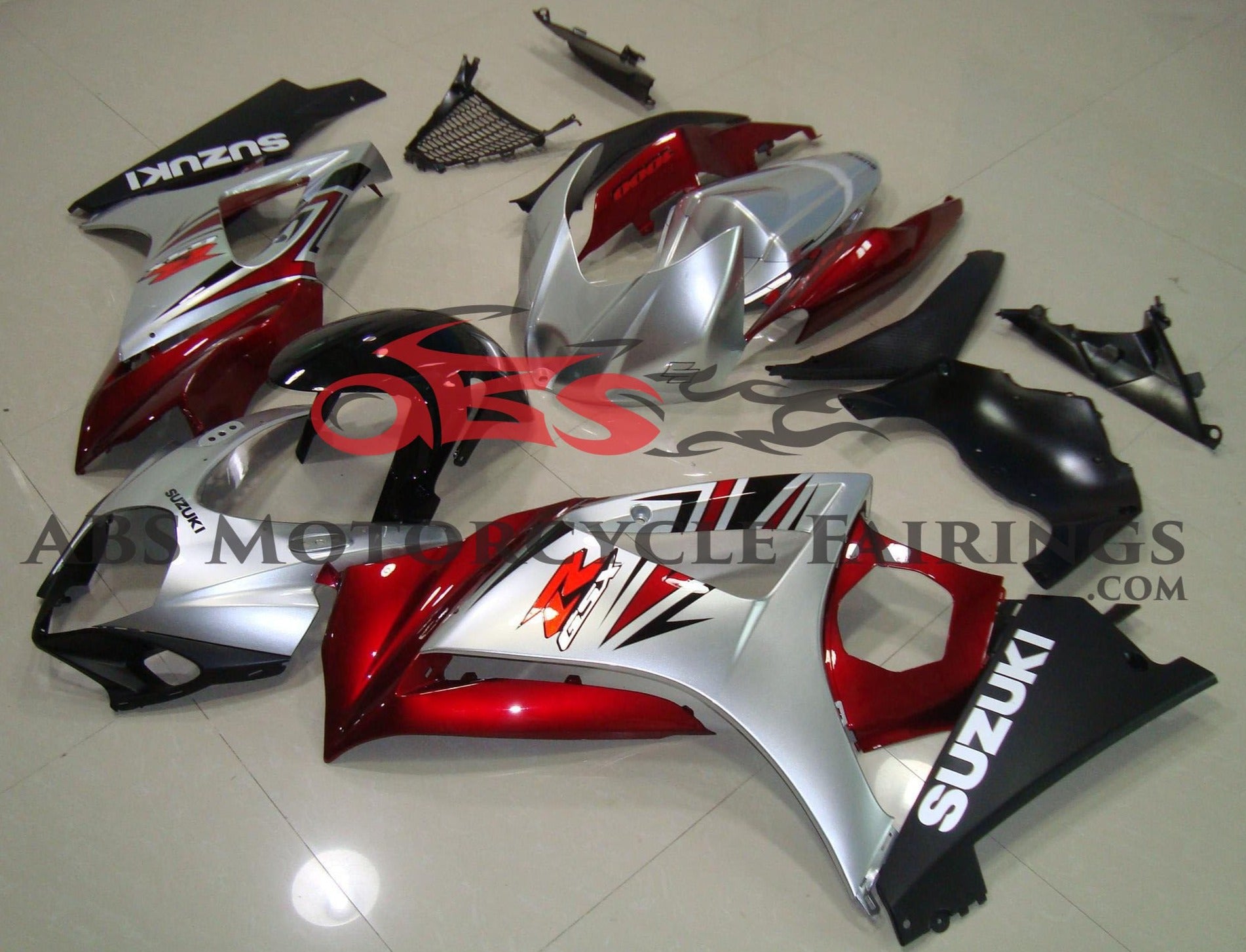 Suzuki GSXR1000 (2007-2008) Silver, Candy Apple Red & Black Fairings