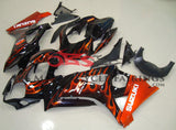 Black and Orange Flame Fairing Kit for a 2007 & 2008 Suzuki GSX-R1000 motorcycle