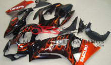 Black and Orange Flame Fairing Kit for a 2007 & 2008 Suzuki GSX-R1000 motorcycle