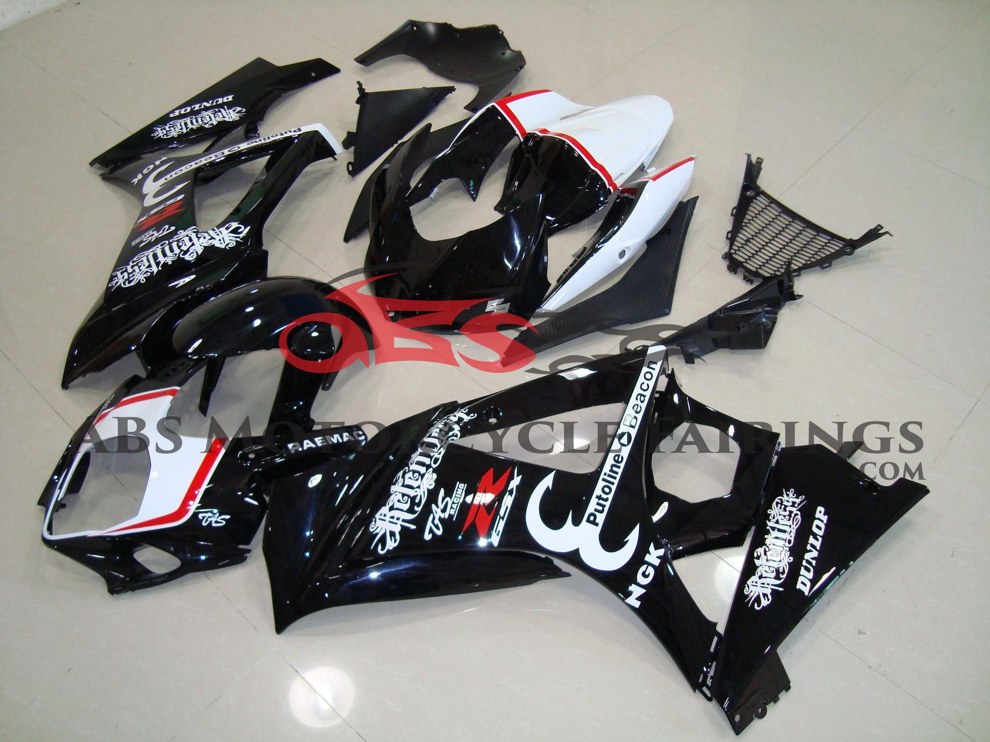 Suzuki GSXR1000 (2007-2008) Black, White & Red Relentless Fairings