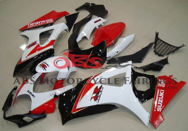 White, Red and Black Fairing Kit for a 2007 & 2008 Suzuki GSX-R1000 motorcycle
