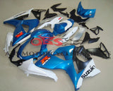 Light Blue and White Fairing Kit for a 2009, 2010, 2011, 2012, 2013, 2014, 2015 & 2016 Suzuki GSX-R1000 motorcycle