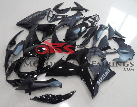 Gloss Black and Matte Black Fairing Kit for a 2009, 2010, 2011, 2012, 2013, 2014, 2015 & 2016 Suzuki GSX-R1000 motorcycle