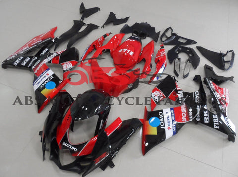 Black and Red Jomo Fairing Kit for a 2009, 2010, 2011, 2012, 2013, 2014, 2015 & 2016 Suzuki GSX-R1000 motorcycle