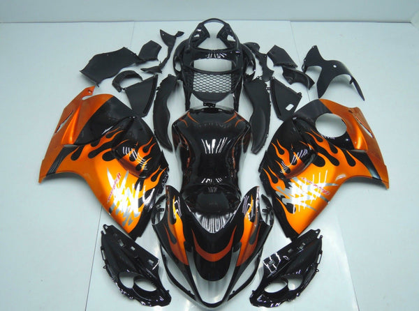 Suzuki GSXR1300 Hayabusa (2008-2019) Black & Orange Flame Fairings