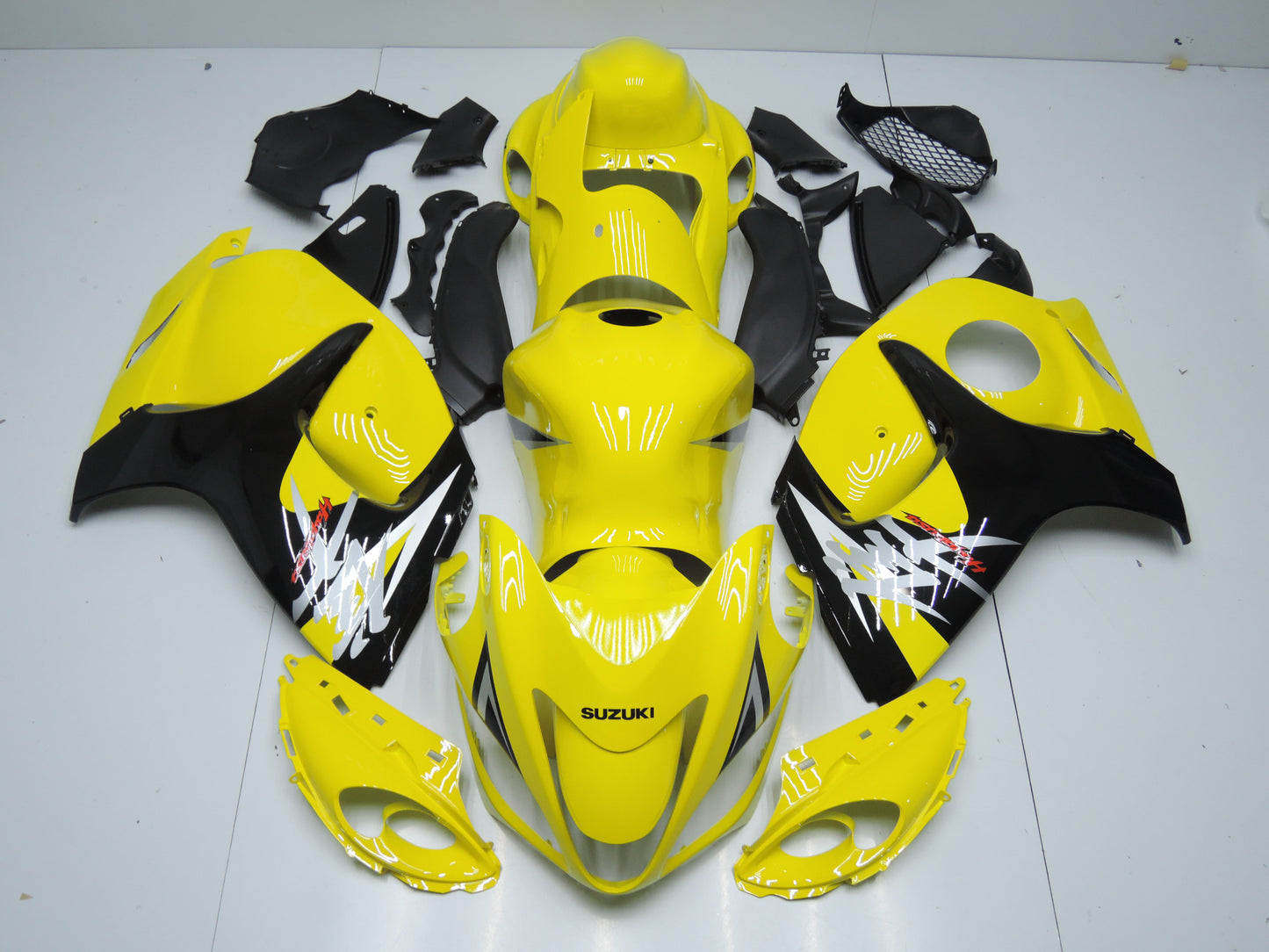Yellow, Black, Silver, White and Red Fairing Kit for a 2008, 2009, 2010, 2011, 2012, 2013, 2014, 2015, 2016, 2017, 2018 & 2019 Suzuki GSX-R1300 Hayabusa motorcycle
