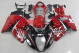 Red, Black and Silver Fairing Kit for a 1999, 2000, 2001, 2002, 2003, 2004, 2005, 2006, & 2007 Suzuki GSX-R1300 Hayabusa motorcycle.