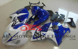 White and Blue Fairing Kit for a 1999, 2000, 2001, 2002, 2003, 2004, 2005, 2006, & 2007 Suzuki GSX-R1300 Hayabusa motorcycle