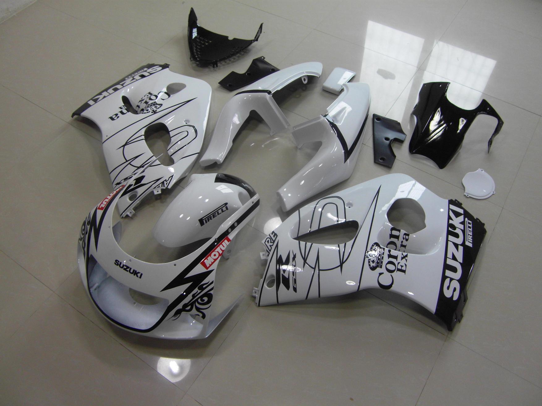 White and Black Corona fairing kit for Suzuki GSX-R600 1996, 1997, 1998 and 1999 motorcycles