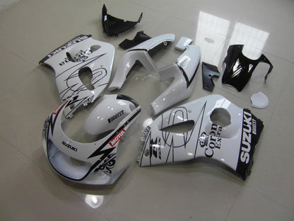 White and Black Corona fairing kit for Suzuki GSX-R600 1996, 1997, 1998 and 1999 motorcycles