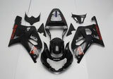 Matte Black and Red Fairing Kit for a 2000, 2001, 2002 & 2003 Suzuki GSX-R750 motorcycle