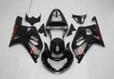Matte Black and Red Fairing Kit for a 2000, 2001, 2002 & 2003 Suzuki GSX-R600 motorcycle