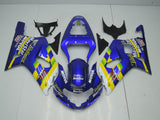 Blue, Yellow, White and Green Telefonica Fairing Kit for a 2000, 2001, 2002 & 2003 Suzuki GSX-R600 motorcycle.