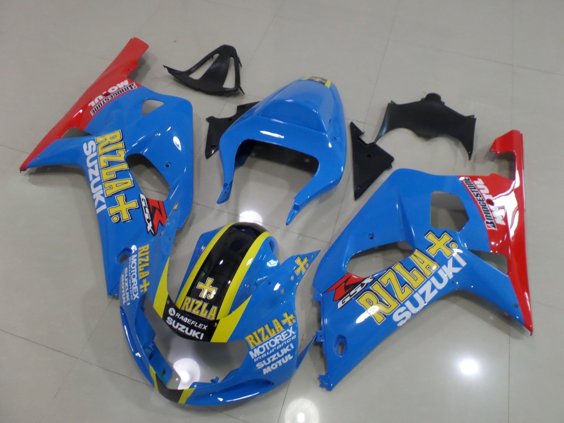 Light Blue Rizla Fairing Kit for a 2000, 2001, 2002 & 2003 Suzuki GSX-R600 motorcycle