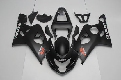 Matte Black, White and Red Fairing Kit for a 2004 & 2005 Suzuki GSX-R600 motorcycle