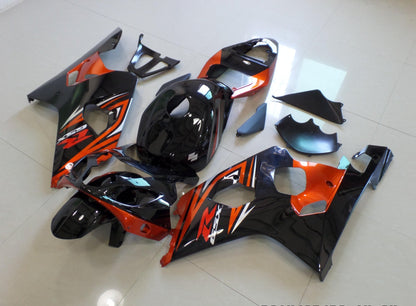 Black, Orange and Silver Fairing Kit for a 2004 & 2005 Suzuki GSX-R600 motorcycle
