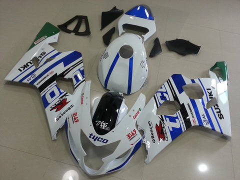 Suzuki GSXR600 (2004-2005) White, Blue, Black & Green Tyco Fairings