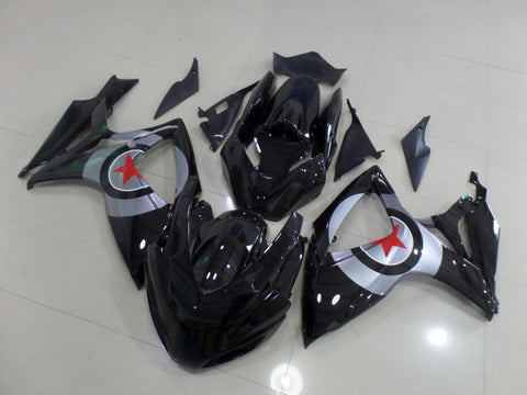 Suzuki GSXR750 (2006-2007) Black, Silver & Red Captain America Shield Fairings