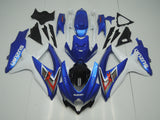 Blue, White, Black, Gray and Red Fairing Kit for a 2008, 2009, & 2010 Suzuki GSX-R600 motorcycle