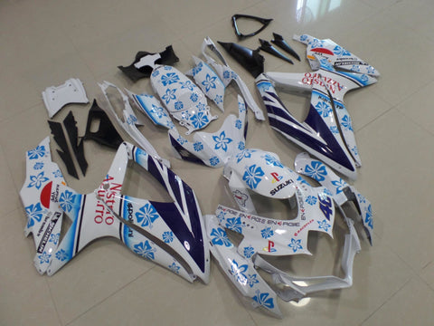 Suzuki GSXR750 (2008-2010) White & Blue Flower Nastro Azurro Fairings