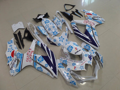 White and Blue Flower Nastro Azurro Fairing Kit for a 2008, 2009 & 2010 Suzuki GSX-R750 motorcycle