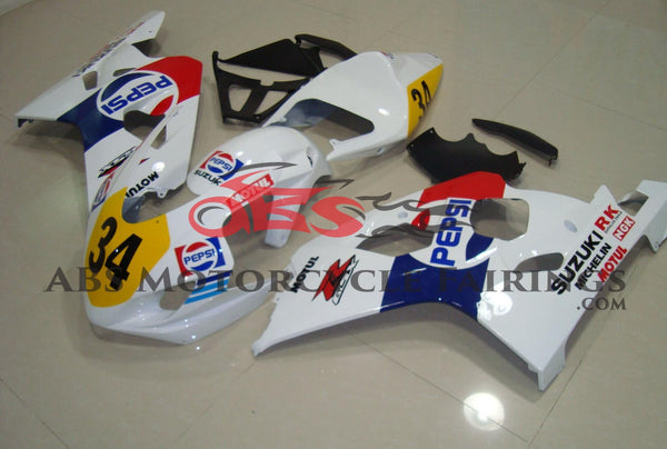 White Pepsi Race Fairing Kit for a 2004 & 2005 Suzuki GSX-R750 motorcycle