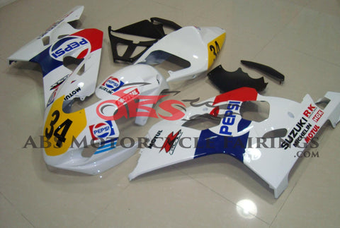 White Pepsi Race Fairing Kit for a 2004 & 2005 Suzuki GSX-R750 motorcycle