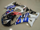 Dark Blue, White, Black and Blue Fairing Kit for a 2000, 2001, 2002 & 2003 Suzuki GSX-R600 motorcycle