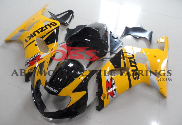Dark Yellow and Black Fairing Kit for a 2000, 2001, 2002 & 2003 Suzuki GSX-R750 motorcycle.