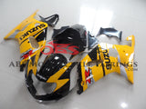 Yellow and Black Fairing Kit for a 2000, 2001, 2002 & 2003 Suzuki GSX-R600 motorcycle
