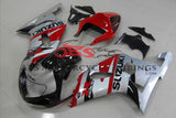 Silver, Red and Black Fairing Kit for a 2000, 2001, 2002 & 2003 Suzuki GSX-R750 motorcycle.