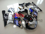 Black, White, Blue and Gold Fairing Kit for a 2000, 2001, 2002 & 2003 Suzuki GSX-R600 motorcycle