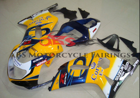 Suzuki GSXR600 (2000-2003) Yellow, Dark Blue & White Corona Fairings