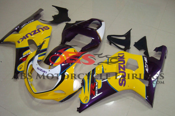 Yellow, Purple and White Fairing Kit for a 2000, 2001, 2002 & 2003 Suzuki GSX-R750 motorcycle
