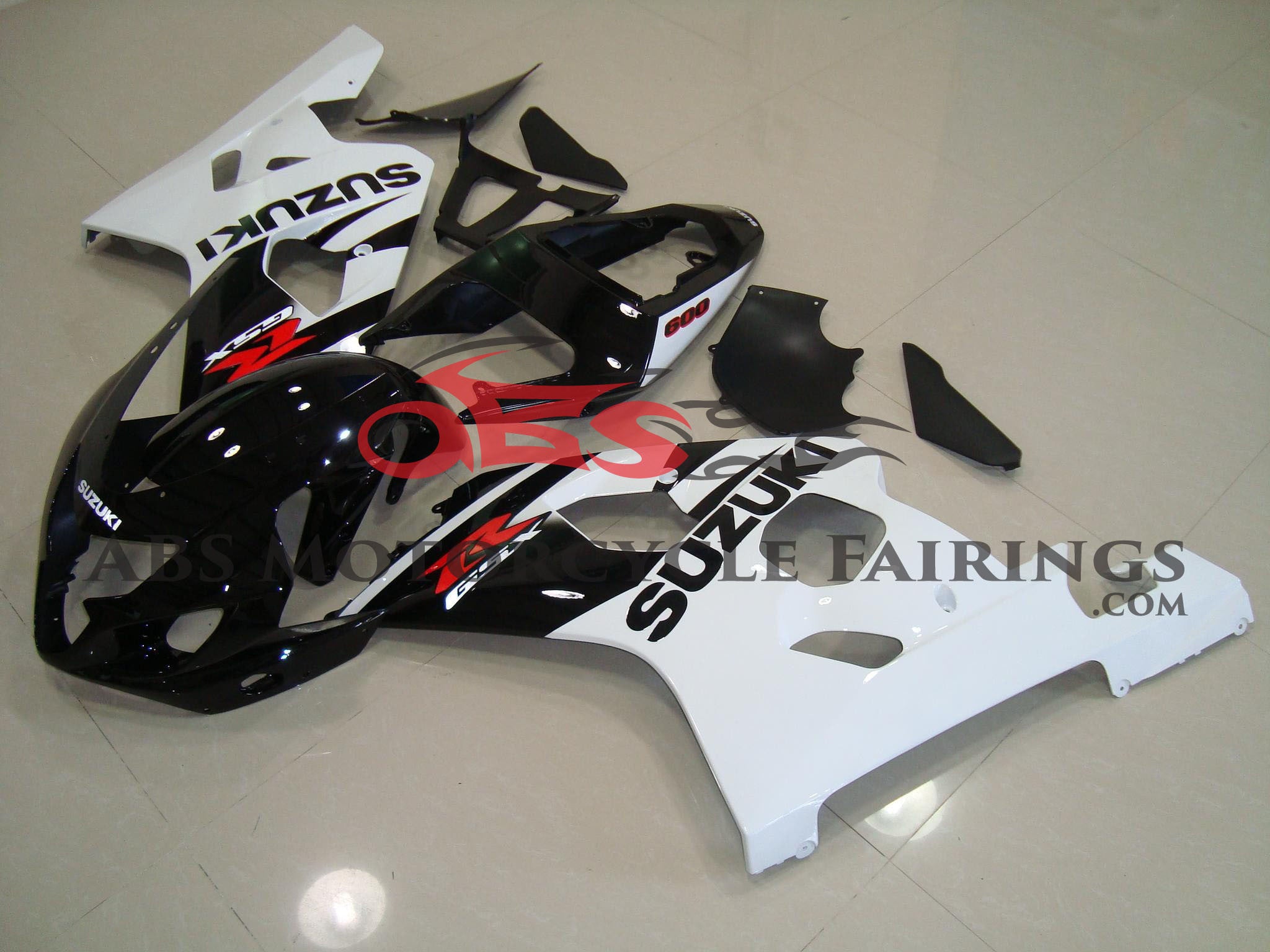 Suzuki GSXR600 Fairings (2004-2005) Black, White at KingsMotorcycleFairings.com