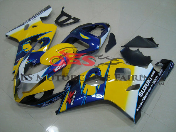 Yellow and Blue Fairing Kit for a 2004 & 2005 Suzuki GSX-R600 motorcycle