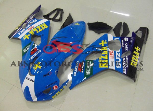 Blue Rizla Race Fairing Kit for a 2004 & 2005 Suzuki GSX-R750 motorcycle