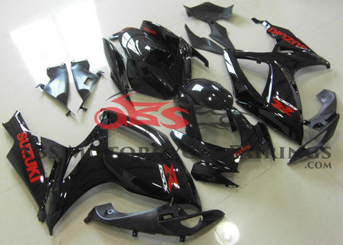 Black Fairing Kit with Red Stickers for a 2006 & 2007 Suzuki GSX-R600 motorcycle