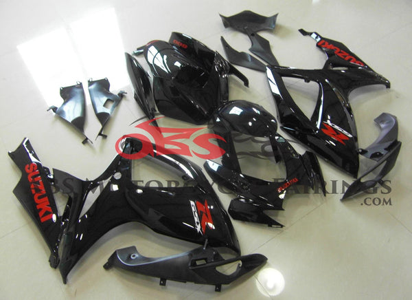 Black Fairing Kit with Red Stickers for a 2006 & 2007 Suzuki GSX-R750 motorcycle